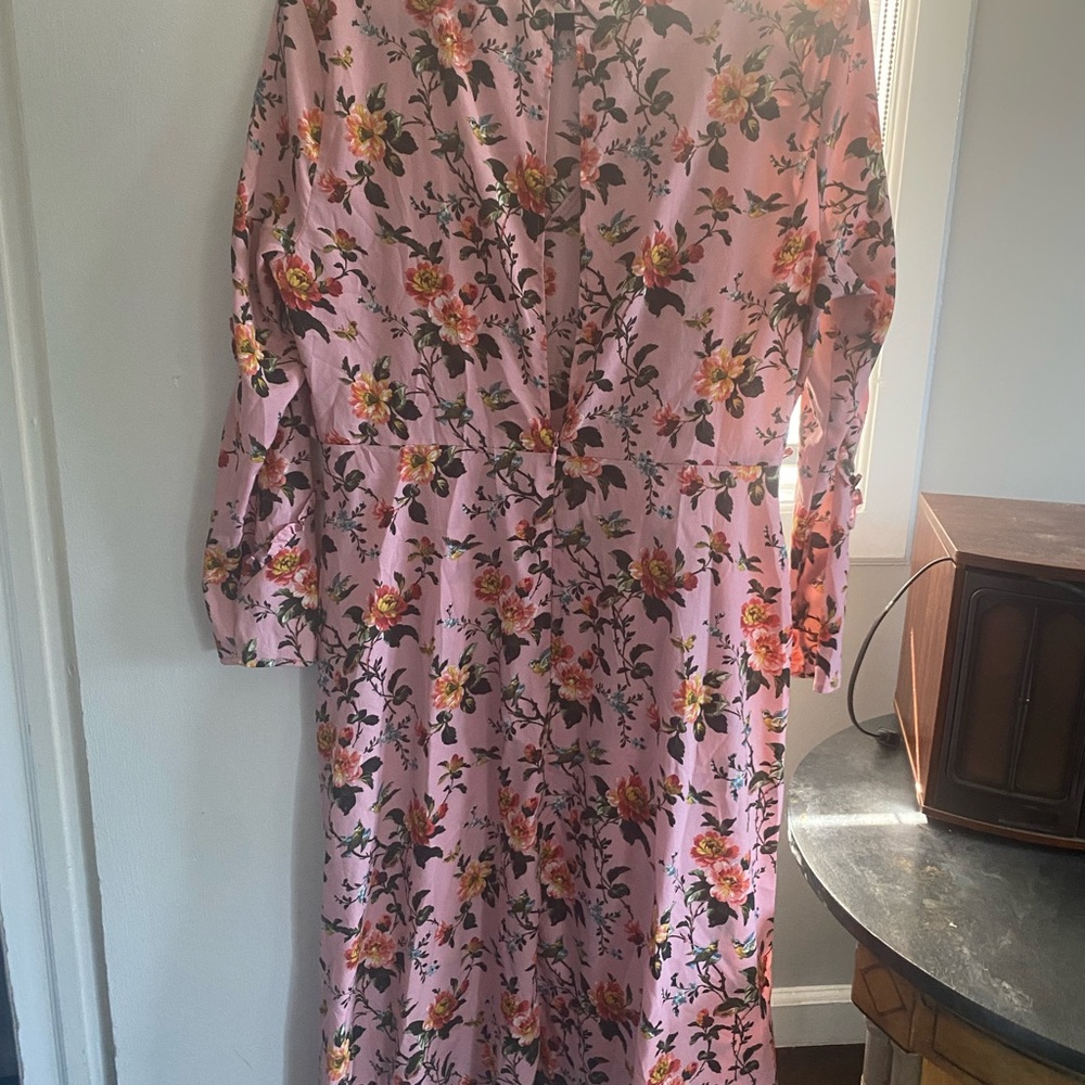 Top shop asymmetrical floral pink dress size 10 in good condition